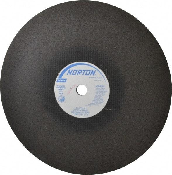 Norton - 16" 30 Grit Aluminum Oxide Cutoff Wheel - 5/32" Thick, 1" Arbor, 3,820 Max RPM, Use with Stationary Tools - Industrial Tool & Supply