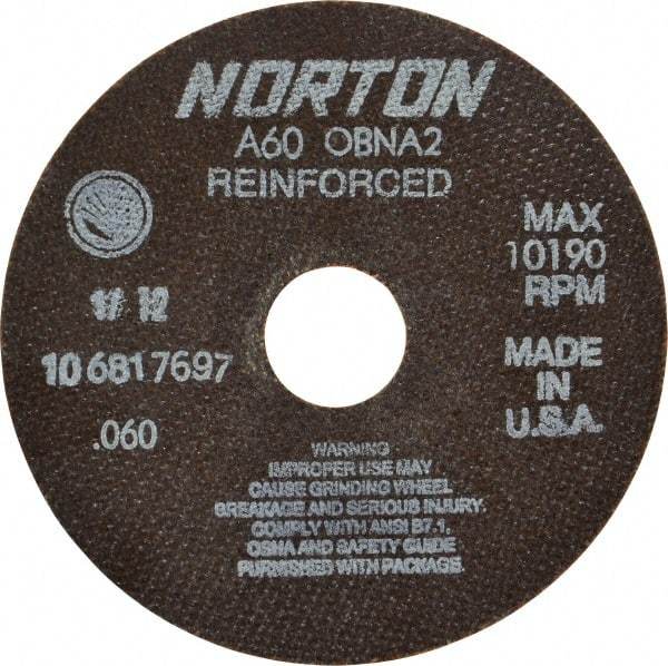 Norton - 6" 60 Grit Aluminum Oxide Cutoff Wheel - 0.06" Thick, 1-1/4" Arbor, 10,190 Max RPM, Use with Circular Saws - Industrial Tool & Supply