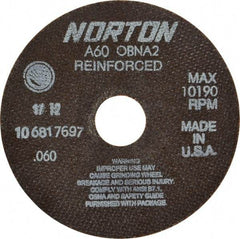 Norton - 6" 60 Grit Aluminum Oxide Cutoff Wheel - 0.06" Thick, 1-1/4" Arbor, 10,190 Max RPM, Use with Circular Saws - Industrial Tool & Supply