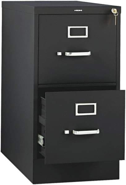 Hon - 26" Wide x 29" High x 26-1/2" Deep, 2 Drawer Vertical File with Lock - Steel, Black - Industrial Tool & Supply