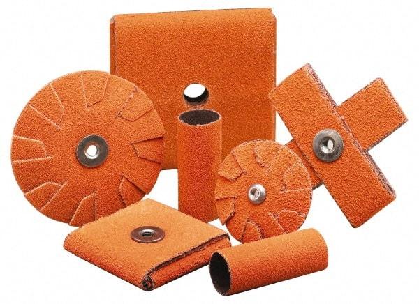 Merit Abrasives - 60 Grit, Medium Grade, Ceramic Square Pad - 2" Long x 2" Wide x 1/2" Thick, Cloth Backed, X Backing Weight, 6 Ply, 18,000 Max RPM - Industrial Tool & Supply