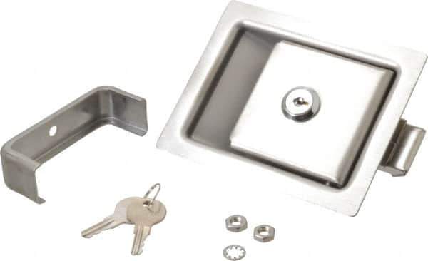 Made in USA - 5" Long x 4" Wide x 1-15/16" High, Paddle Latch - Stainless Steel, with Brushed Finish - Industrial Tool & Supply