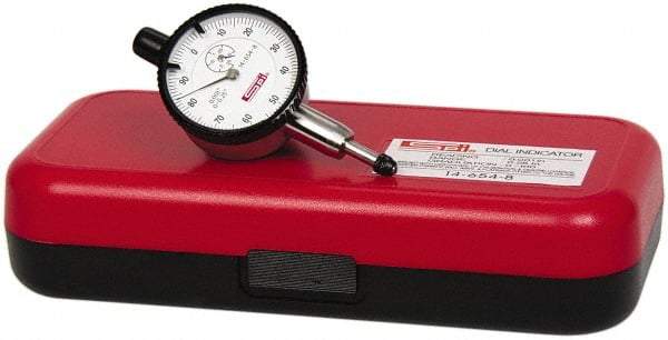 SPI - 1/4" Range, 1-100 Dial Reading, 0.001" Graduation Dial Drop Indicator - 1-1/2" Dial, 0.1" Range per Revolution, Revolution Counter, Includes NPL Traceability Certification - Industrial Tool & Supply