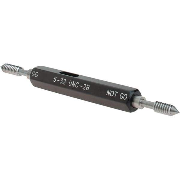 SPI - #6-32, Class 2B, Double End Plug Thread Go/No Go Gage - Steel, Size 00 Handle Included - Industrial Tool & Supply