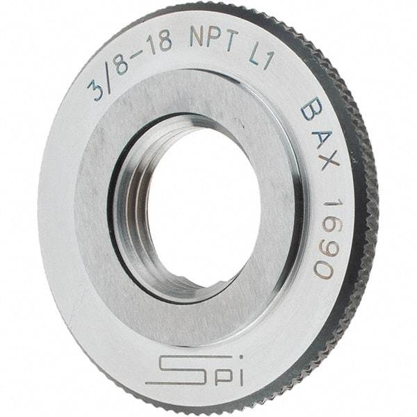 SPI - 3/8-18 Thread, Oil Hardened Non-Shrinking Steel (OHNS), Class L1, Ring Pipe Thread Gage - NPT Thread - Industrial Tool & Supply