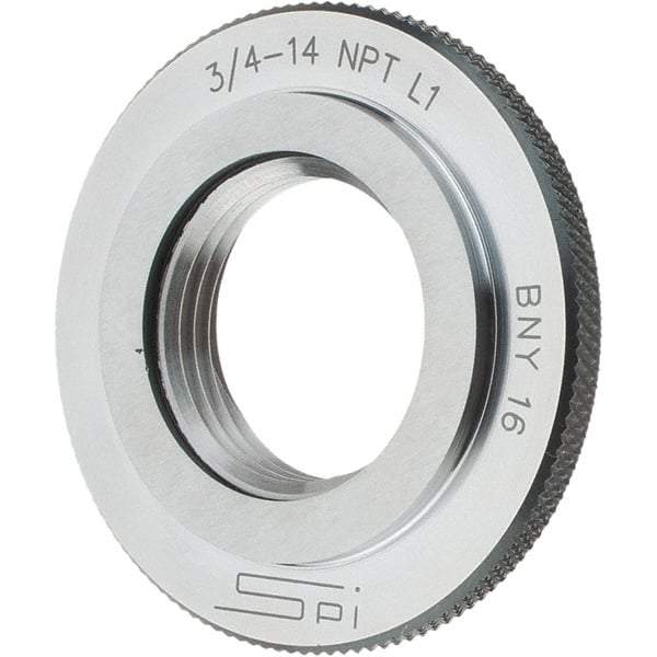 SPI - 3/4-14 Thread, Oil Hardened Non-Shrinking Steel (OHNS), Class L1, Ring Pipe Thread Gage - NPT Thread - Industrial Tool & Supply