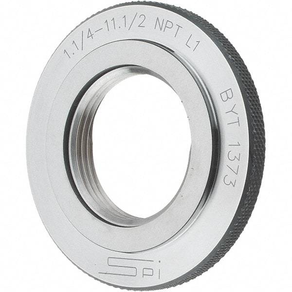 SPI - 1-1/4 - 11-1/2 Thread, Oil Hardened Non-Shrinking Steel (OHNS), Class L1, Ring Pipe Thread Gage - NPT Thread - Industrial Tool & Supply