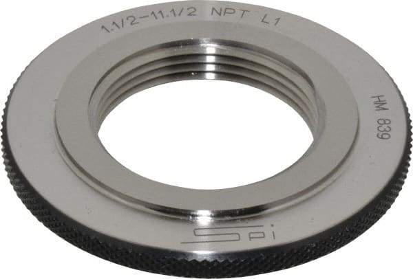 SPI - 1-1/2 - 11-1/2 Thread, Oil Hardened Non-Shrinking Steel (OHNS), Class L1, Ring Pipe Thread Gage - NPT Thread - Industrial Tool & Supply