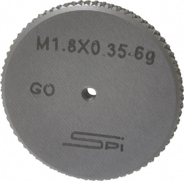 SPI - M1.8x0.35 Go Single Ring Thread Gage - Class 6G, Oil Hardened Nonshrinking Steel (OHNS), NPL Traceability Certification Included - Industrial Tool & Supply