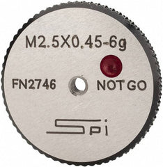 SPI - M2.5x0.45 No Go Single Ring Thread Gage - Class 6G, Oil Hardened Nonshrinking Steel (OHNS), NPL Traceability Certification Included - Industrial Tool & Supply