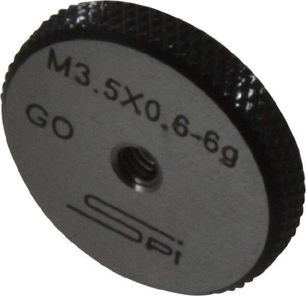 SPI - M3.5x0.6 Go Single Ring Thread Gage - Class 6G, Oil Hardened Nonshrinking Steel (OHNS), NPL Traceability Certification Included - Industrial Tool & Supply