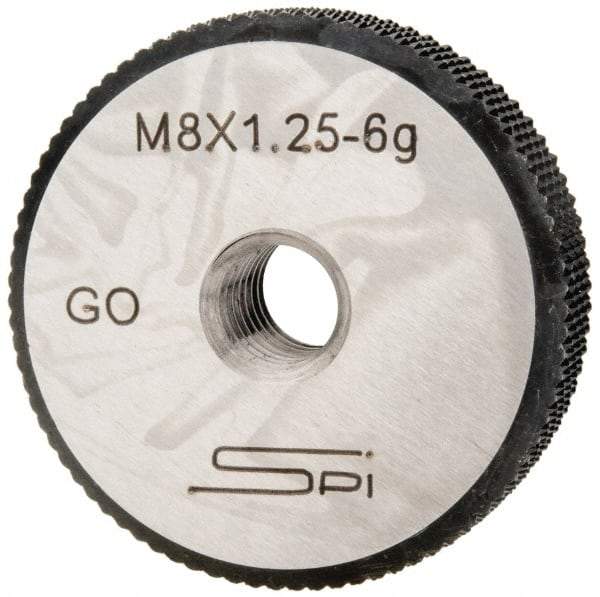 SPI - M8x1.25 Go Single Ring Thread Gage - Class 6G, Oil Hardened Nonshrinking Steel (OHNS), NPL Traceability Certification Included - Industrial Tool & Supply