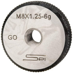 SPI - M8x1.25 Go Single Ring Thread Gage - Class 6G, Oil Hardened Nonshrinking Steel (OHNS), NPL Traceability Certification Included - Industrial Tool & Supply