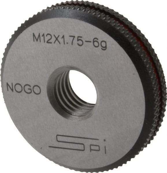 SPI - M12x1.75 No Go Single Ring Thread Gage - Class 6G, Oil Hardened Nonshrinking Steel (OHNS), NPL Traceability Certification Included - Industrial Tool & Supply
