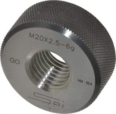 SPI - M20x2.5 Go Single Ring Thread Gage - Class 6G, Oil Hardened Nonshrinking Steel (OHNS), NPL Traceability Certification Included - Industrial Tool & Supply