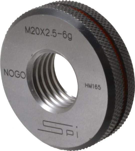 SPI - M20x2.5 No Go Single Ring Thread Gage - Class 6G, Oil Hardened Nonshrinking Steel (OHNS), NPL Traceability Certification Included - Industrial Tool & Supply