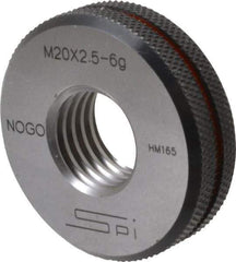 SPI - M20x2.5 No Go Single Ring Thread Gage - Class 6G, Oil Hardened Nonshrinking Steel (OHNS), NPL Traceability Certification Included - Industrial Tool & Supply