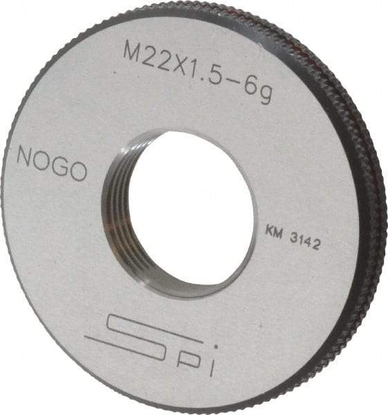 SPI - M22x1.5 No Go Single Ring Thread Gage - Class 6G, Oil Hardened Nonshrinking Steel (OHNS), NPL Traceability Certification Included - Industrial Tool & Supply