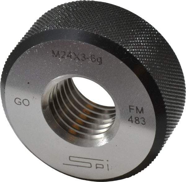 SPI - M24x3 Go Single Ring Thread Gage - Class 6G, Oil Hardened Nonshrinking Steel (OHNS), NPL Traceability Certification Included - Industrial Tool & Supply