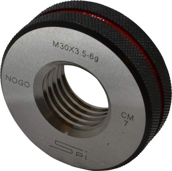 SPI - M30x3.5 No Go Single Ring Thread Gage - Class 6G, Oil Hardened Nonshrinking Steel (OHNS), NPL Traceability Certification Included - Industrial Tool & Supply