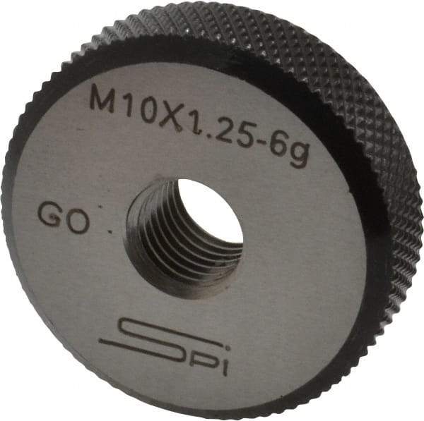 SPI - M10x1.25 Go Single Ring Thread Gage - Class 6G, Oil Hardened Nonshrinking Steel (OHNS), NPL Traceability Certification Included - Industrial Tool & Supply