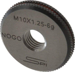 SPI - M10x1.25 No Go Single Ring Thread Gage - Class 6G, Oil Hardened Nonshrinking Steel (OHNS), NPL Traceability Certification Included - Industrial Tool & Supply