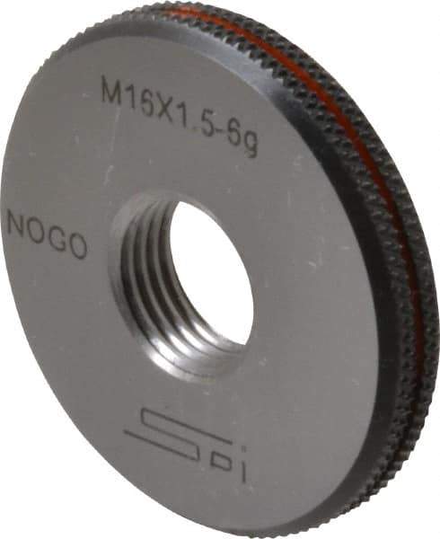 SPI - M16x1.5 No Go Single Ring Thread Gage - Class 6G, Oil Hardened Nonshrinking Steel (OHNS), NPL Traceability Certification Included - Industrial Tool & Supply