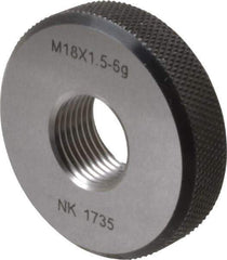 SPI - M18x1.5 Go Single Ring Thread Gage - Class 6G, Oil Hardened Nonshrinking Steel (OHNS), NPL Traceability Certification Included - Industrial Tool & Supply