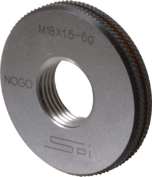 SPI - M18x1.5 No Go Single Ring Thread Gage - Class 6G, Oil Hardened Nonshrinking Steel (OHNS), NPL Traceability Certification Included - Industrial Tool & Supply