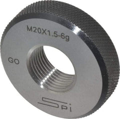 SPI - M20x1.5 Go Single Ring Thread Gage - Class 6G, Oil Hardened Nonshrinking Steel (OHNS), NPL Traceability Certification Included - Industrial Tool & Supply