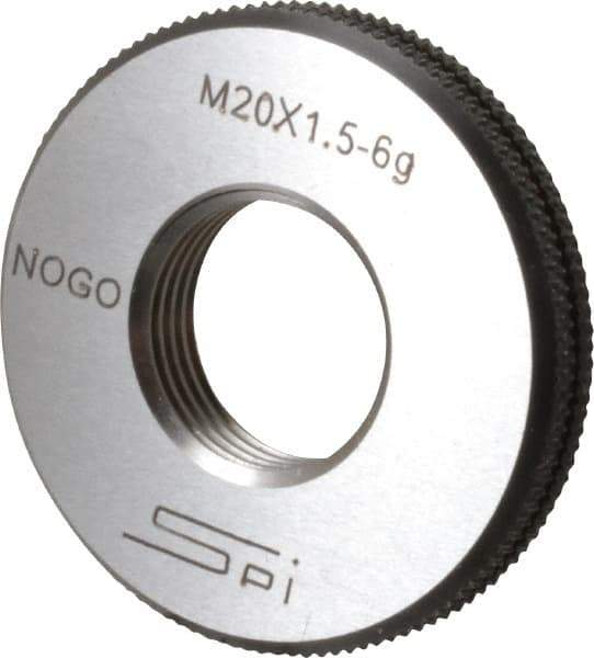 SPI - M20x1.5 No Go Single Ring Thread Gage - Class 6G, Oil Hardened Nonshrinking Steel (OHNS), NPL Traceability Certification Included - Industrial Tool & Supply