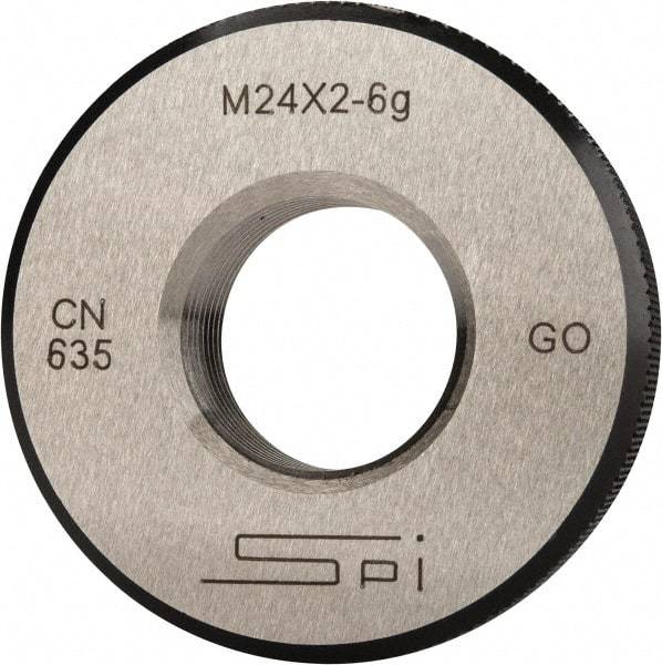 SPI - M24x2 Go Single Ring Thread Gage - Class 6G, Oil Hardened Nonshrinking Steel (OHNS), NPL Traceability Certification Included - Industrial Tool & Supply