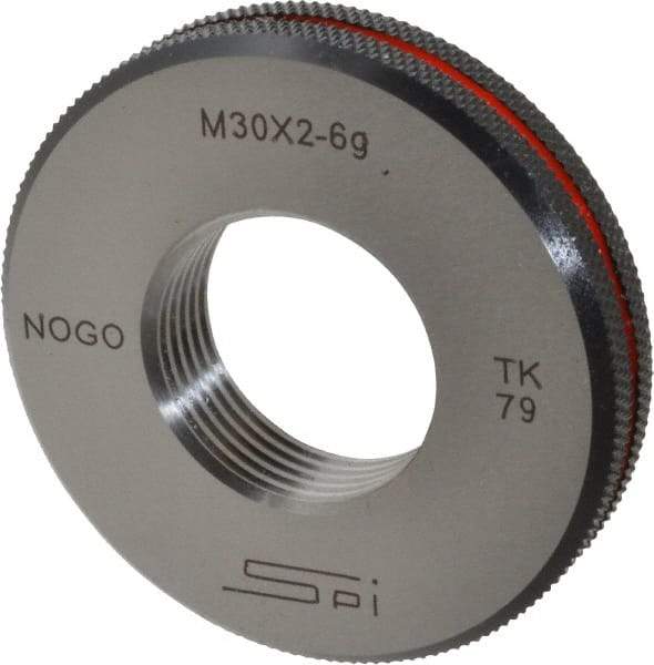 SPI - M30x2 No Go Single Ring Thread Gage - Class 6G, Oil Hardened Nonshrinking Steel (OHNS), NPL Traceability Certification Included - Industrial Tool & Supply
