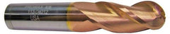 ProMax - 5/8" Diam, 1-1/4" LOC, 3 Flute Solid Carbide Ball End Mill - TiCN Finish, Single End, 3-1/2" OAL, 5/8" Shank Diam, Spiral Flute - Industrial Tool & Supply