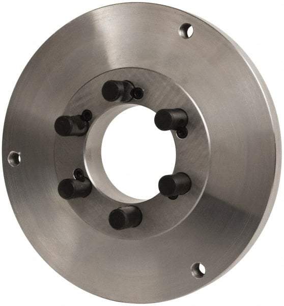 Buck Chuck Company - Adapter Back Plate for 12" Diam Self Centering Lathe Chucks - D1-6 Mount, 2" Through Hole Diam, 10.221mm ID, 12.6" OD, 0.989" Flange Height, Steel - Industrial Tool & Supply