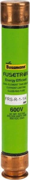 Cooper Bussmann - 300 VDC, 600 VAC, 1.25 Amp, Time Delay General Purpose Fuse - Fuse Holder Mount, 127mm OAL, 20 at DC, 200 (RMS) kA Rating, 13/16" Diam - Industrial Tool & Supply