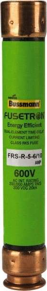 Cooper Bussmann - 300 VDC, 600 VAC, 5.6 Amp, Time Delay General Purpose Fuse - Fuse Holder Mount, 127mm OAL, 20 at DC, 200 (RMS) kA Rating, 13/16" Diam - Industrial Tool & Supply