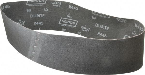 Norton - 4" Wide x 36" OAL, 80 Grit, Silicon Carbide Abrasive Belt - Silicon Carbide, Medium, Coated, Wet - Industrial Tool & Supply