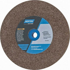 Norton - 60/80 Grit Aluminum Oxide Bench & Pedestal Grinding Wheel - 6" Diam x 1" Hole x 3/4" Thick, 4140 Max RPM, Medium Grade - Industrial Tool & Supply