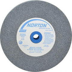 Norton - 60 Grit Aluminum Oxide Bench & Pedestal Grinding Wheel - 6" Diam x 1" Hole x 1" Thick, 4140 Max RPM, Medium Grade - Industrial Tool & Supply