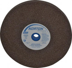 Norton - 60/80 Grit Aluminum Oxide Bench & Pedestal Grinding Wheel - 8" Diam x 1" Hole x 3/4" Thick, 3600 Max RPM, Medium Grade - Industrial Tool & Supply