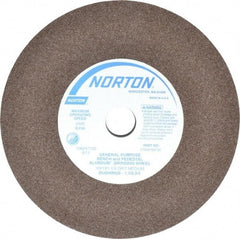Norton - 60/80 Grit Aluminum Oxide Bench & Pedestal Grinding Wheel - 10" Diam x 1-1/4" Hole x 1" Thick, 2485 Max RPM, Medium Grade - Industrial Tool & Supply