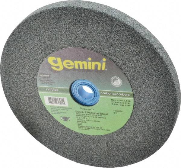 Norton - 60 Grit Silicon Carbide Bench & Pedestal Grinding Wheel - 6" Diam x 1" Hole x 1/2" Thick, 4140 Max RPM, Medium Grade - Industrial Tool & Supply
