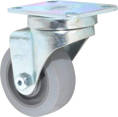 Albion - 3" Diam x 1-1/4" Wide x 4-1/4" OAH Top Plate Mount Swivel Caster - Rubber, 200 Lb Capacity, Delrin Bearing, 2-1/2 x 3-5/8" Plate - Industrial Tool & Supply