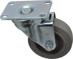 Albion - 3-1/2" Diam x 1-1/4" Wide x 4-1/4" OAH Top Plate Mount Swivel Caster - Rubber, 250 Lb Capacity, Ball Bearing, 2-1/2 x 3-5/8" Plate - Industrial Tool & Supply