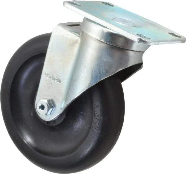 Albion - 5" Diam x 1-1/4" Wide x 6-3/16" OAH Top Plate Mount Swivel Caster - Polyolefin, 350 Lb Capacity, Delrin Bearing, 2-1/2 x 3-5/8" Plate - Industrial Tool & Supply