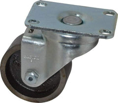 Albion - 3" Diam x 1-1/4" Wide x 4-1/4" OAH Top Plate Mount Swivel Caster - Cast Iron, 300 Lb Capacity, Plain Bearing, 2-1/2 x 3-5/8" Plate - Industrial Tool & Supply
