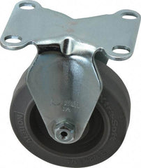 Albion - 3-1/2" Diam x 1-1/4" Wide x 4-1/4" OAH Top Plate Mount Rigid Caster - Rubber, 250 Lb Capacity, Ball Bearing, 2-1/2 x 3-5/8" Plate - Industrial Tool & Supply