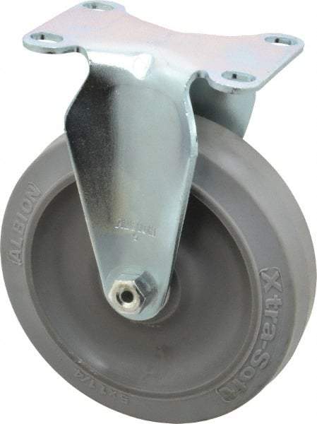 Albion - 5" Diam x 1-1/4" Wide x 6-3/16" OAH Top Plate Mount Rigid Caster - Rubber, 325 Lb Capacity, Delrin Bearing, 2-1/2 x 3-5/8" Plate - Industrial Tool & Supply