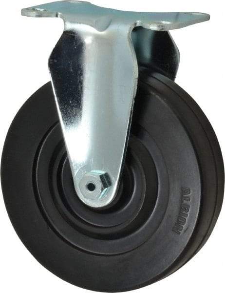 Albion - 5" Diam x 1-1/4" Wide x 6-3/16" OAH Top Plate Mount Rigid Caster - Hard Rubber, 350 Lb Capacity, Plain Bearing, 2-1/2 x 3-5/8" Plate - Industrial Tool & Supply
